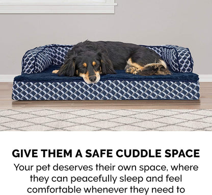 Luxurious Memory Foam Dog Bed with Removable Bolsters - Ideal for Medium Dogs up to 35 Lbs - Plush Diamond Blue Design for Ultimate Comfort and Style