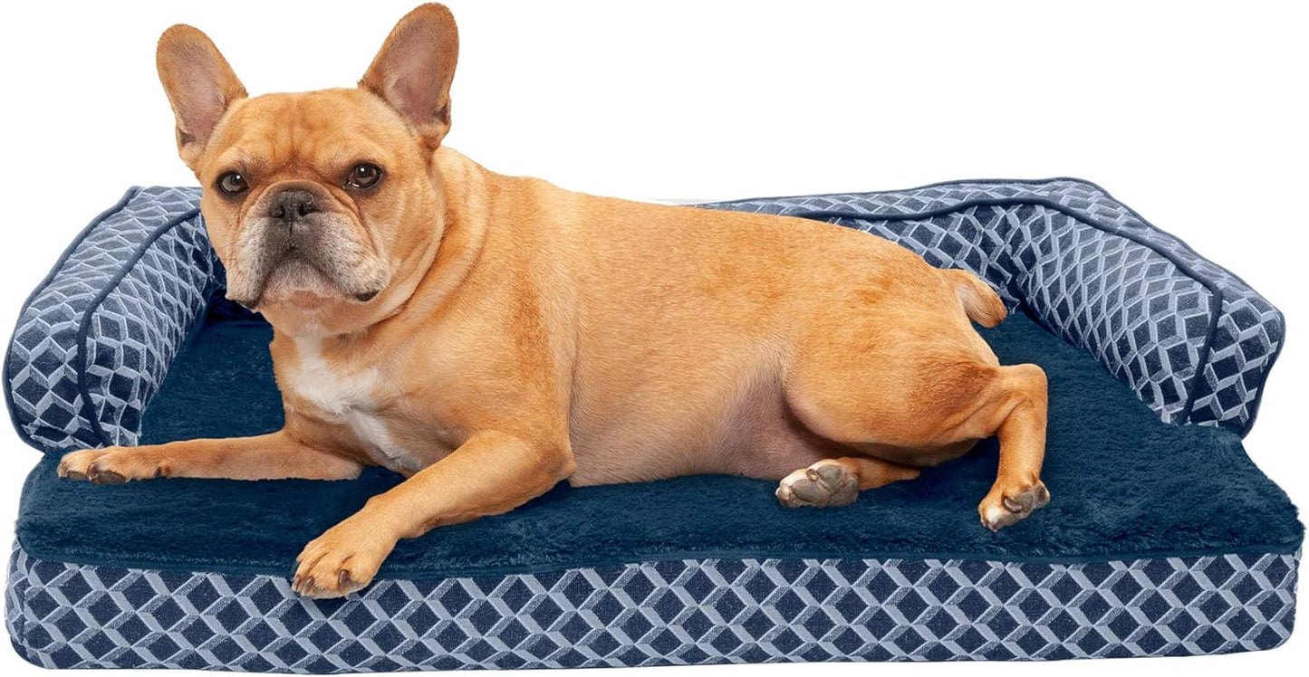 Luxurious Memory Foam Dog Bed with Removable Bolsters - Ideal for Medium Dogs up to 35 Lbs - Plush Diamond Blue Design for Ultimate Comfort and Style