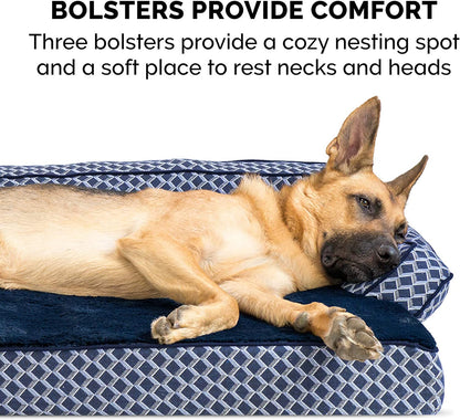 Luxurious Memory Foam Dog Bed with Removable Bolsters - Ideal for Medium Dogs up to 35 Lbs - Plush Diamond Blue Design for Ultimate Comfort and Style
