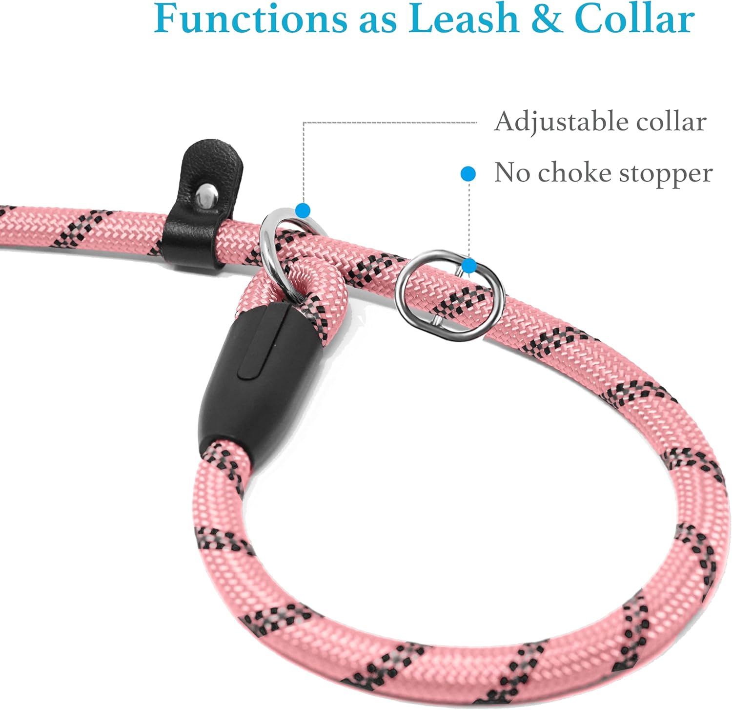 Premium Baby Pink Slip Lead Dog Leash with Padded Handle - Reflective, No Pull Training Solution for Small Dogs (3/8" x 6 FT)