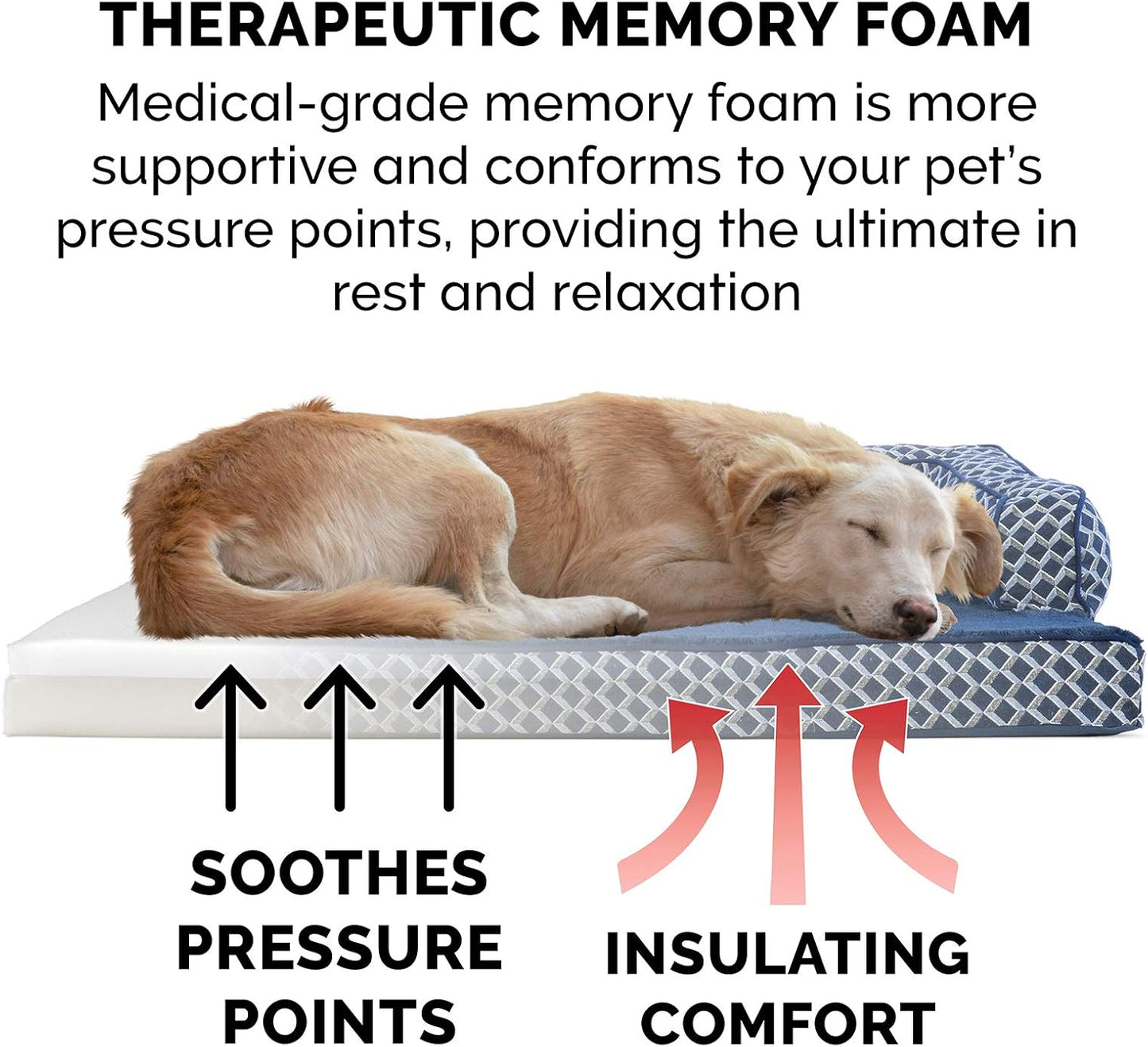 Luxurious Memory Foam Dog Bed with Removable Bolsters - Ideal for Medium Dogs up to 35 Lbs - Plush Diamond Blue Design for Ultimate Comfort and Style